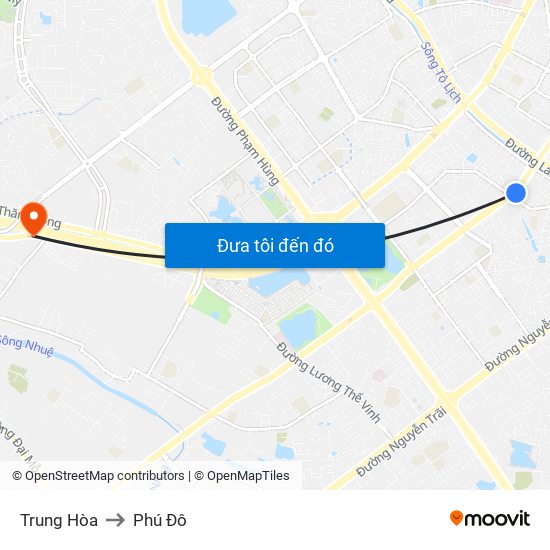 Trung Hòa to Phú Đô map