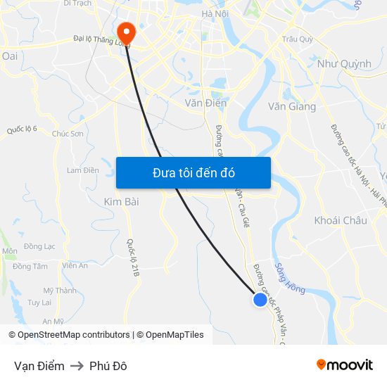 Vạn Điểm to Phú Đô map