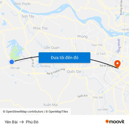 Yên Bài to Phú Đô map