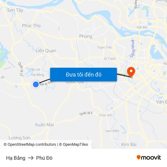 Hạ Bằng to Phú Đô map