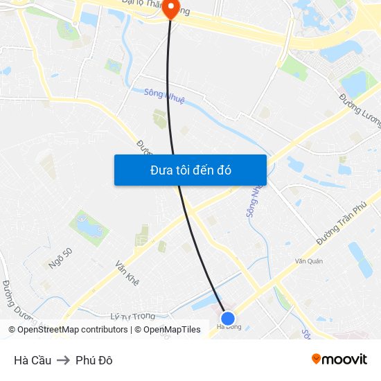 Hà Cầu to Phú Đô map