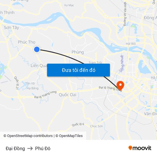 Đại Đồng to Phú Đô map