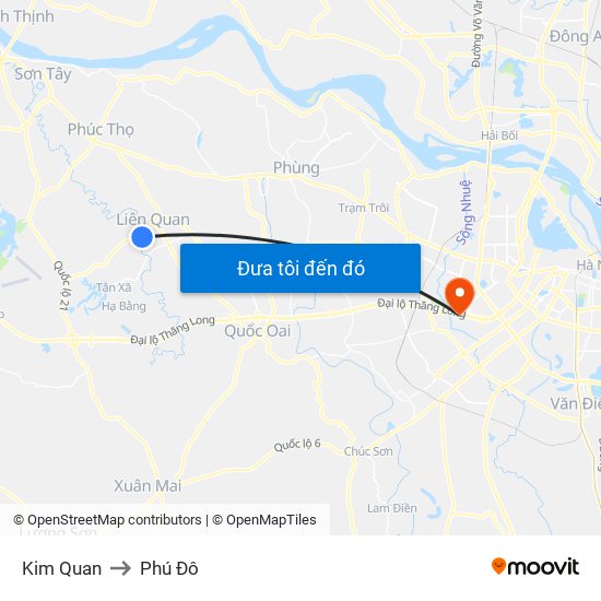 Kim Quan to Phú Đô map