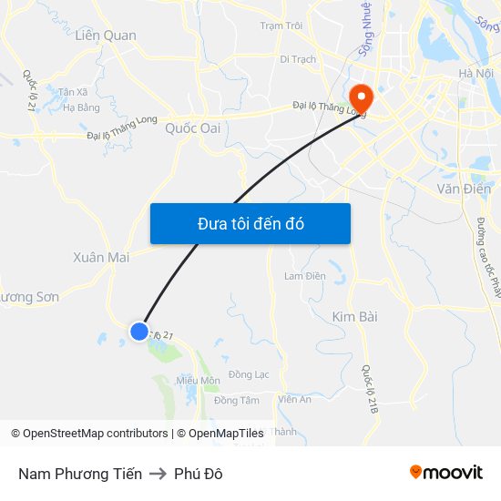 Nam Phương Tiến to Phú Đô map