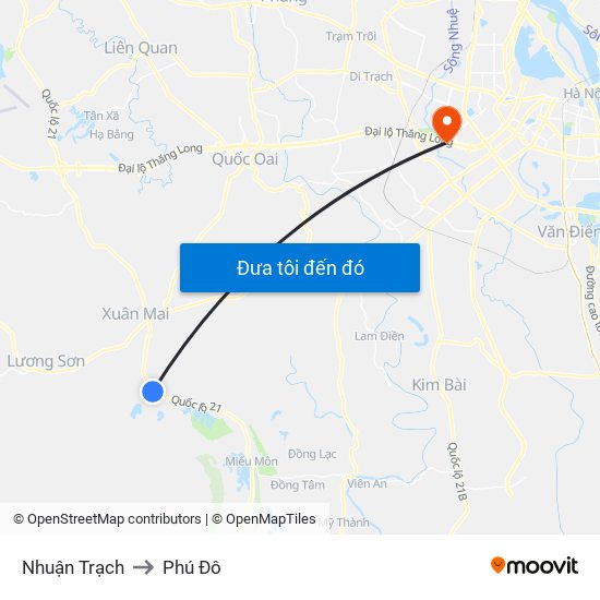 Nhuận Trạch to Phú Đô map