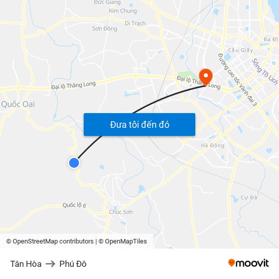 Tân Hòa to Phú Đô map