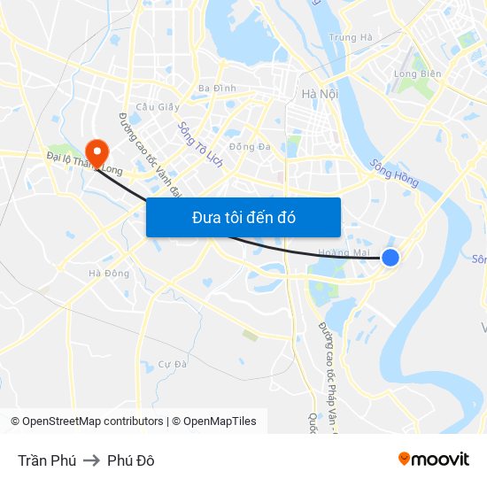 Trần Phú to Phú Đô map