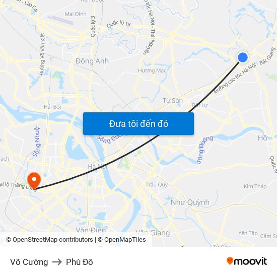 Võ Cường to Phú Đô map
