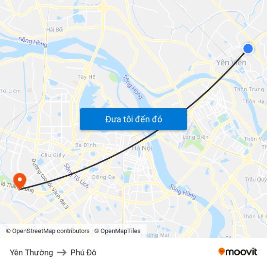 Yên Thường to Phú Đô map