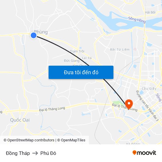 Đồng Tháp to Phú Đô map