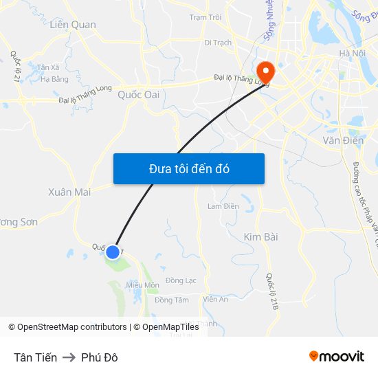 Tân Tiến to Phú Đô map