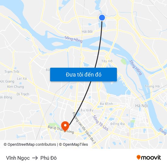 Vĩnh Ngọc to Phú Đô map