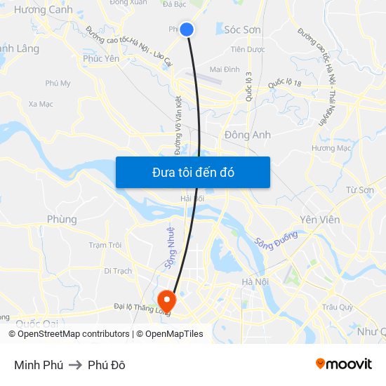 Minh Phú to Phú Đô map