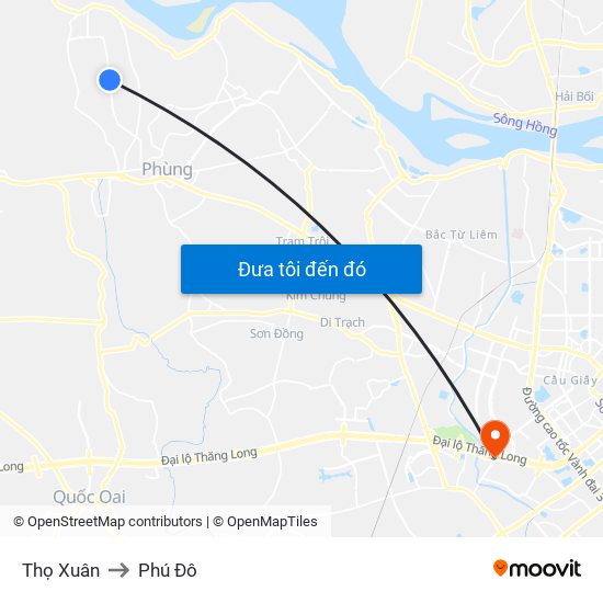 Thọ Xuân to Phú Đô map