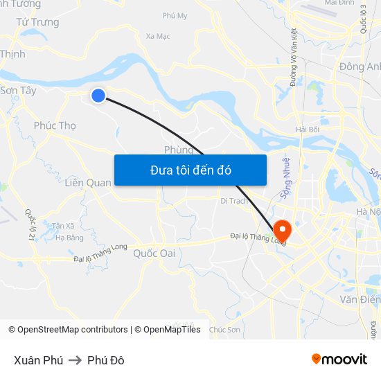 Xuân Phú to Phú Đô map