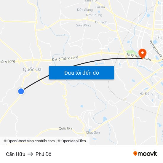 Cấn Hữu to Phú Đô map