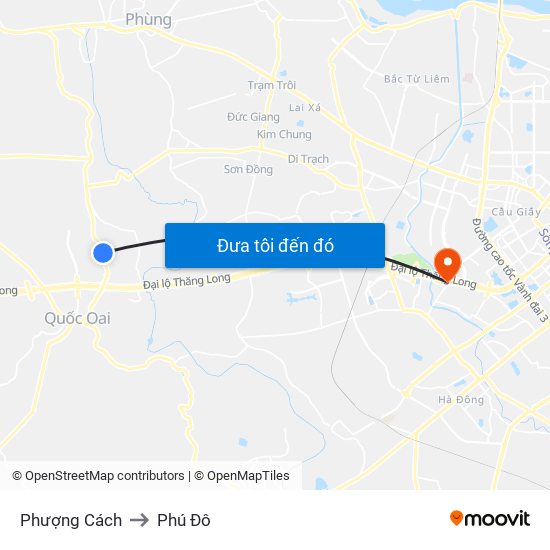 Phượng Cách to Phú Đô map