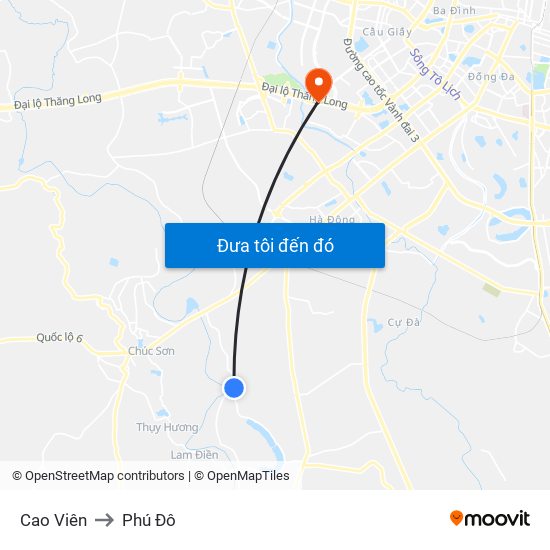 Cao Viên to Phú Đô map