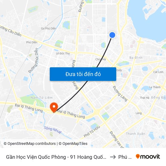 Gần Học Viện Quốc Phòng - 91 Hoàng Quốc Việt to Phú Đô map