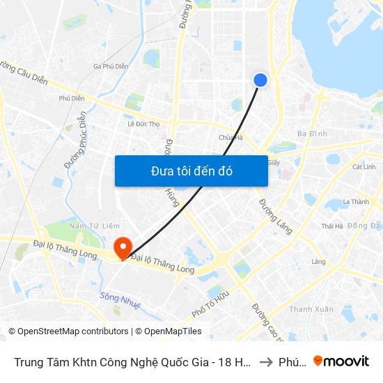 Trung Tâm Khtn Công Nghệ Quốc Gia - 18 Hoàng Quốc Việt to Phú Đô map