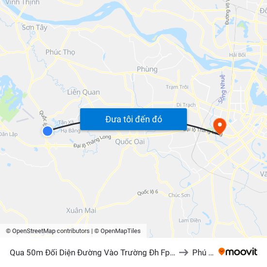 Qua 50m Đối Diện Đường Vào Trường Đh Fpt, Hòa Lạc to Phú Đô map