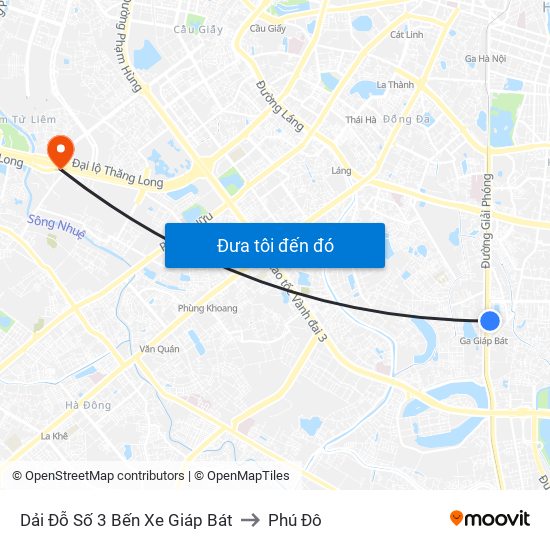 Dải Đỗ Số 3 Bến Xe Giáp Bát to Phú Đô map