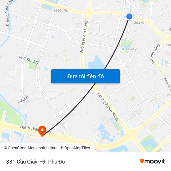331 Cầu Giấy to Phú Đô map