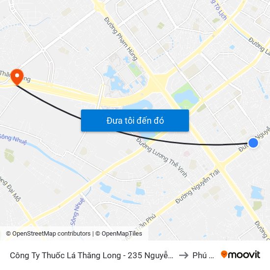 Công Ty Thuốc Lá Thăng Long - 235 Nguyễn Trãi to Phú Đô map