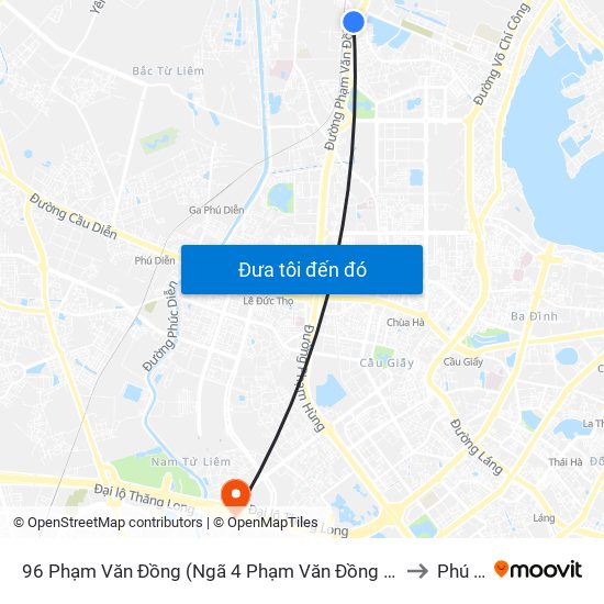 96 Phạm Văn Đồng (Ngã 4 Phạm Văn Đồng - Xuân Đỉnh) to Phú Đô map