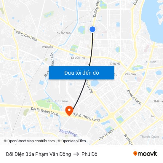 Đối Diện 36a Phạm Văn Đồng to Phú Đô map