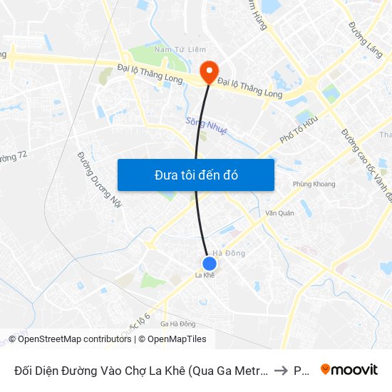 Đối Diện Đường Vào Chợ La Khê (Qua Ga Metro La Khê) - 405 Quang Trung (Hà Đông) to Phú Đô map