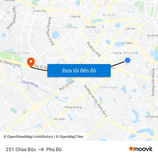 251 Chùa Bộc to Phú Đô map