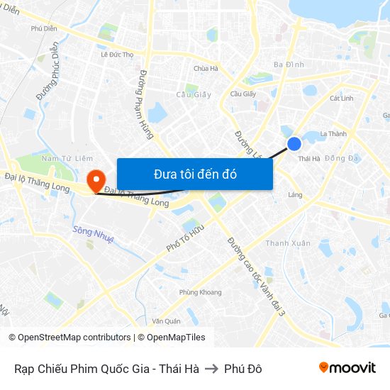 Rạp Chiếu Phim Quốc Gia - Thái Hà to Phú Đô map