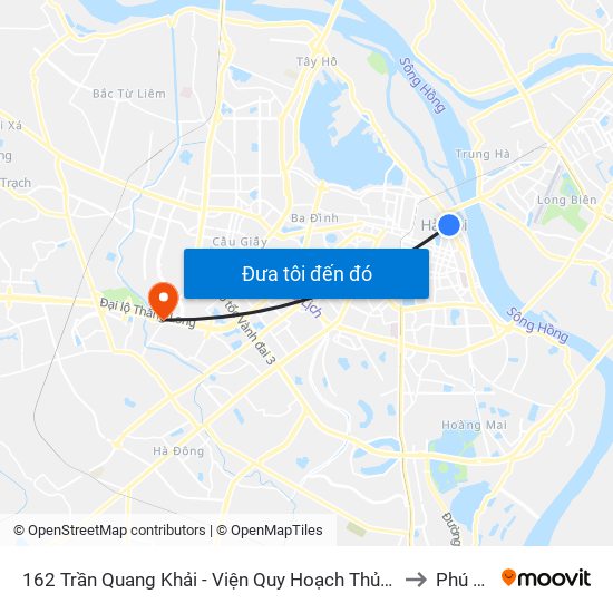 162 Trần Quang Khải - Viện Quy Hoạch Thủy Lợi to Phú Đô map