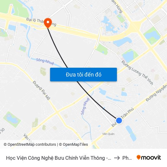 Học Viện Công Nghệ Bưu Chính Viễn Thông - Trần Phú (Hà Đông) to Phú Đô map