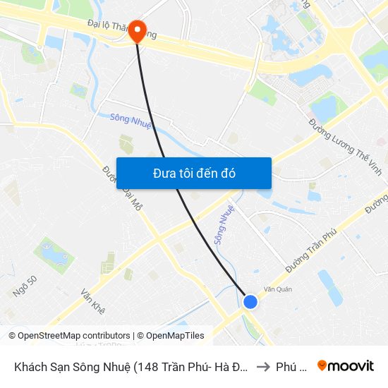 Khách Sạn Sông Nhuệ (148 Trần Phú- Hà Đông) to Phú Đô map