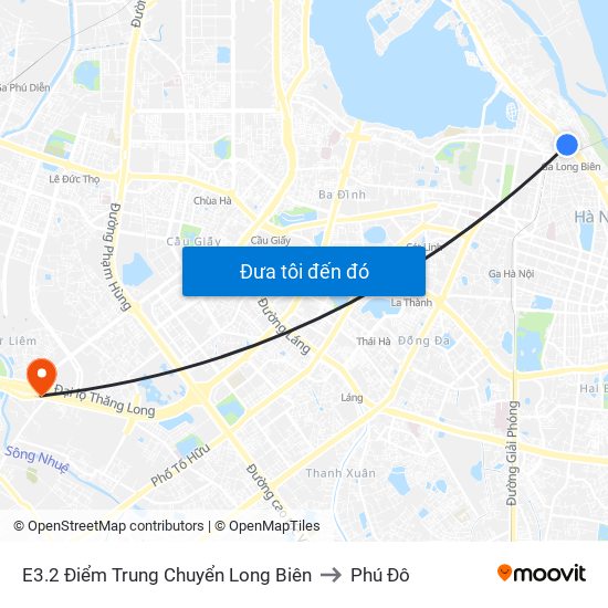 E3.2 Điểm Trung Chuyển Long Biên to Phú Đô map