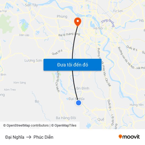 Đại Nghĩa to Phúc Diễn map