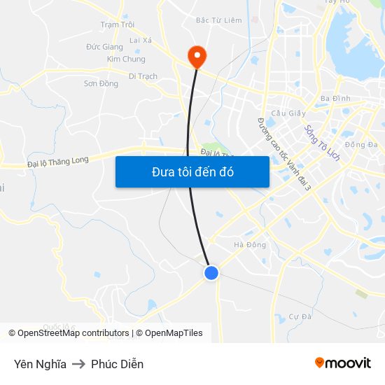 Yên Nghĩa to Phúc Diễn map