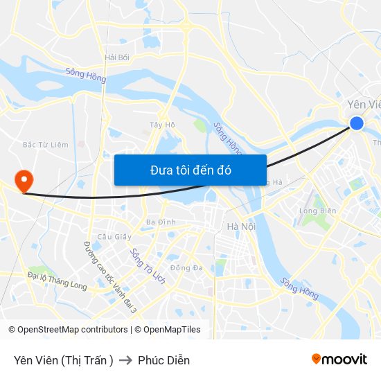 Yên Viên (Thị Trấn ) to Phúc Diễn map