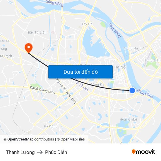 Thanh Lương to Phúc Diễn map