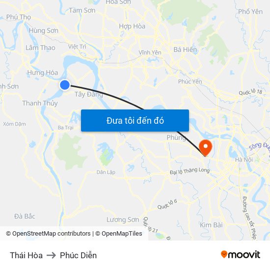 Thái Hòa to Phúc Diễn map