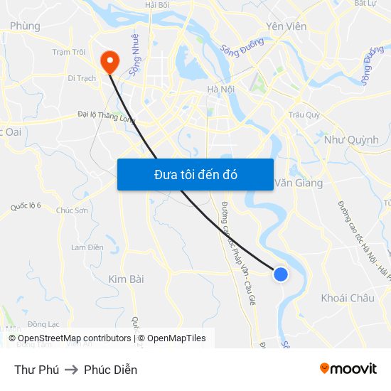 Thư Phú to Phúc Diễn map