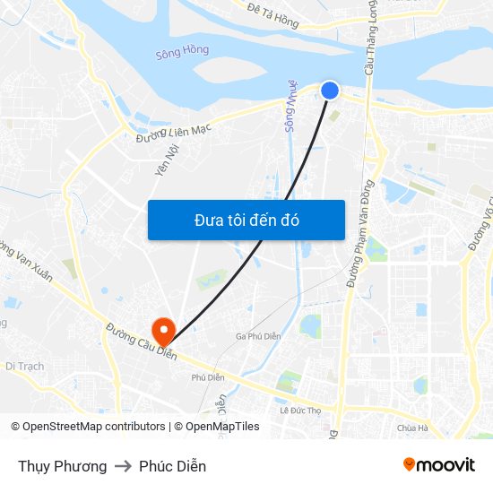 Thụy Phương to Phúc Diễn map