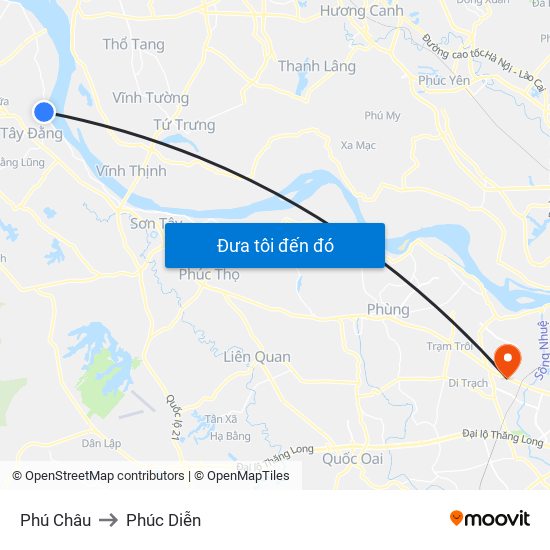 Phú Châu to Phúc Diễn map