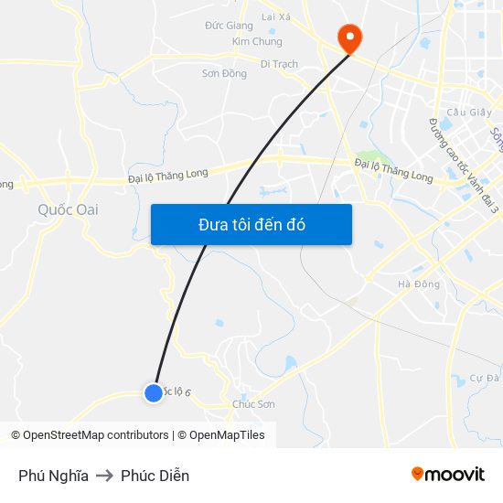 Phú Nghĩa to Phúc Diễn map