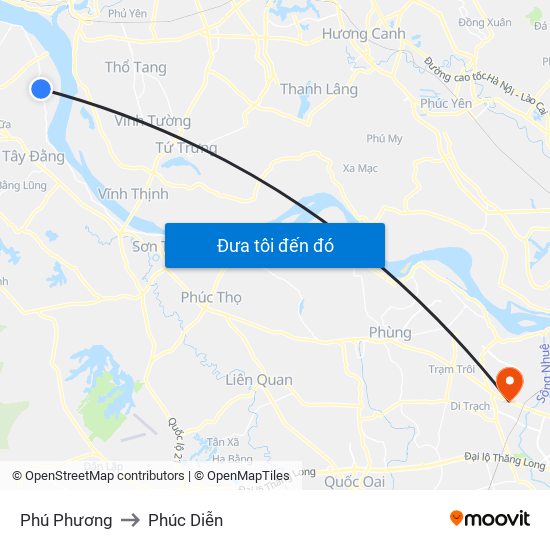 Phú Phương to Phúc Diễn map