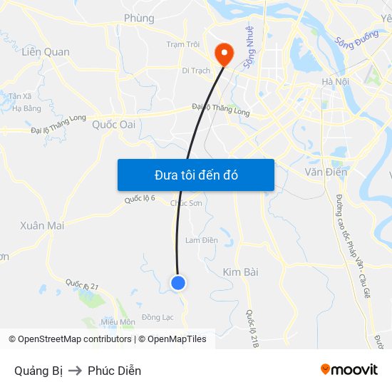 Quảng Bị to Phúc Diễn map