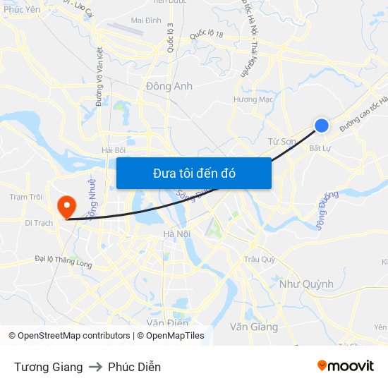 Tương Giang to Phúc Diễn map