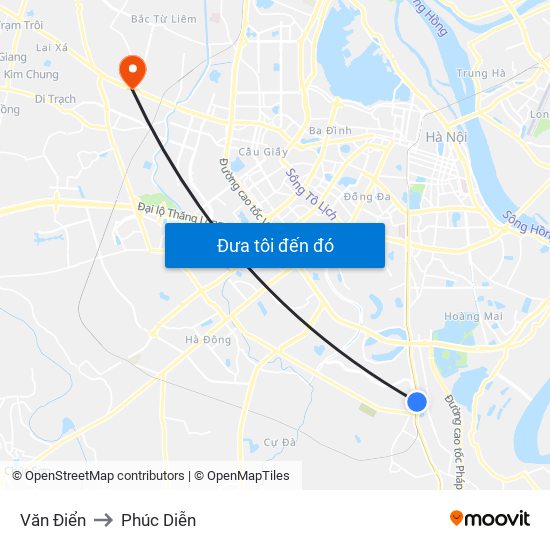 Văn Điển to Phúc Diễn map